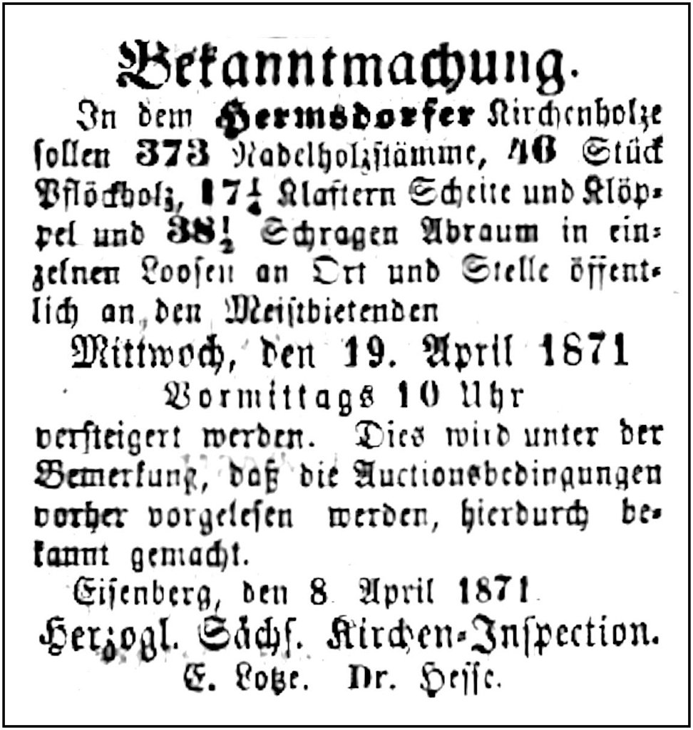 1871-04-19 Hdf Versteigerung Kirchenholz